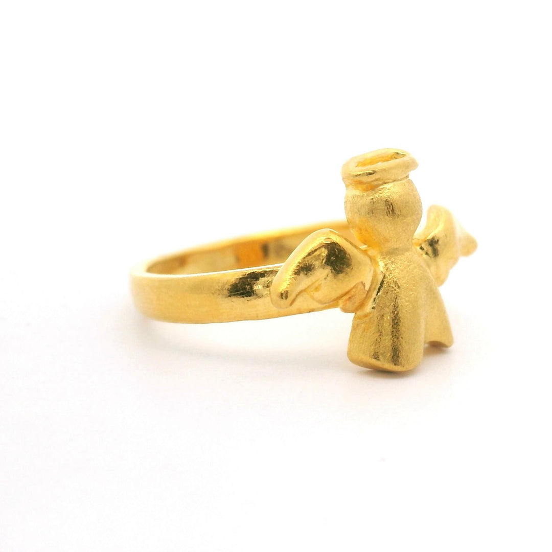24k Pure Yellow Gold 4.7g Solid Angel Ring Size 4
