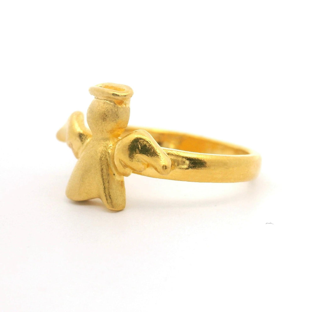 24k Pure Yellow Gold 4.7g Solid Angel Ring Size 4