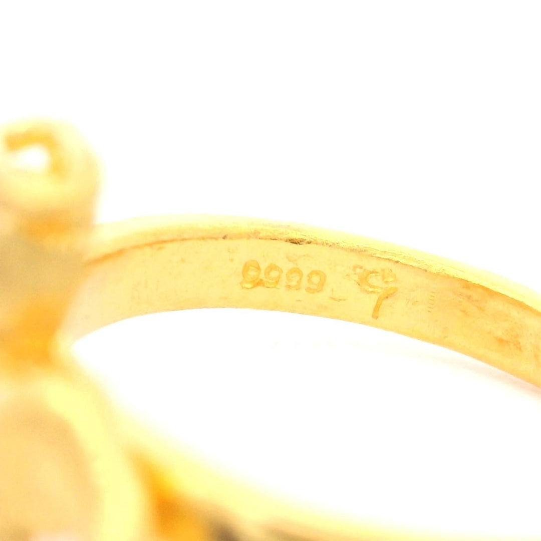 24k Pure Yellow Gold 4.7g Solid Angel Ring Size 4