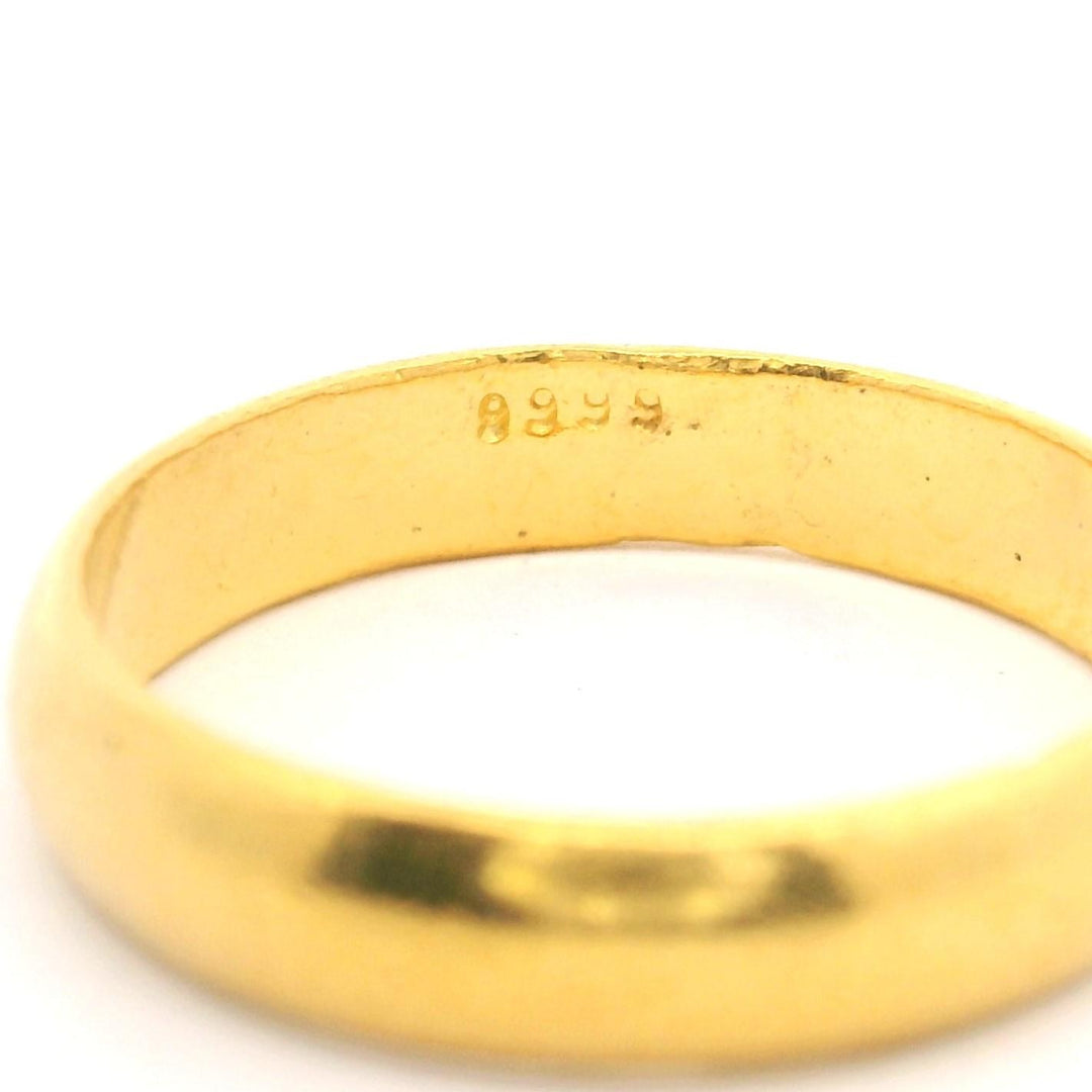 24k Pure Yellow Gold 3.8g Solid 3.8mm Ladies Band Ring Size 5.5