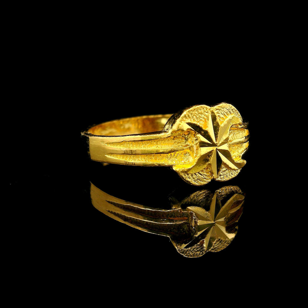 24k Pure Yellow Gold 4g Diamond Cut Fancy Ladies Ring Size 6.25