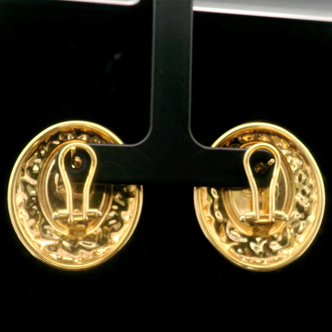 14k Yellow Gold 10g Oval Lady Cameo Large Earrings Italy 1.2"