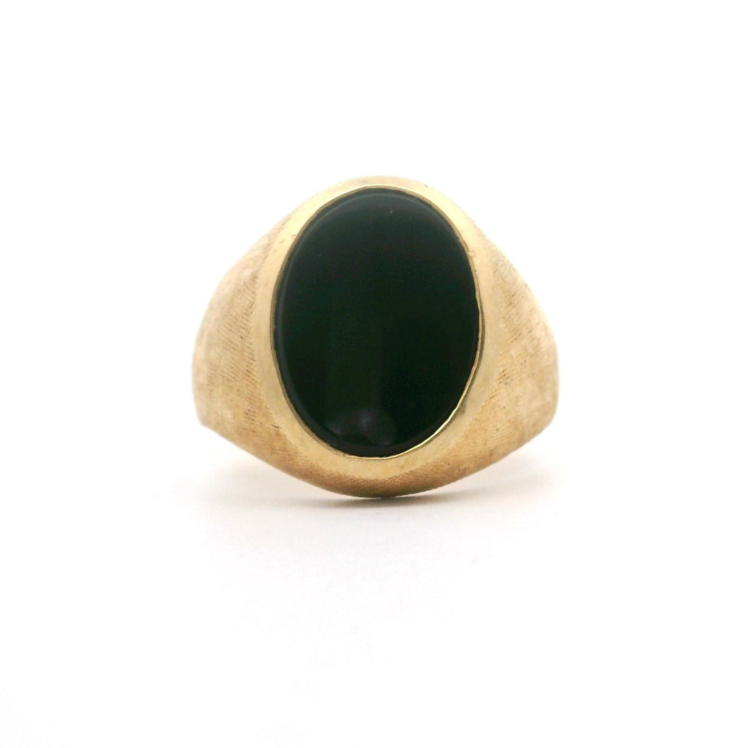14k Yellow Gold and Inlay Black Onyx Men's Signet Ring Size 11