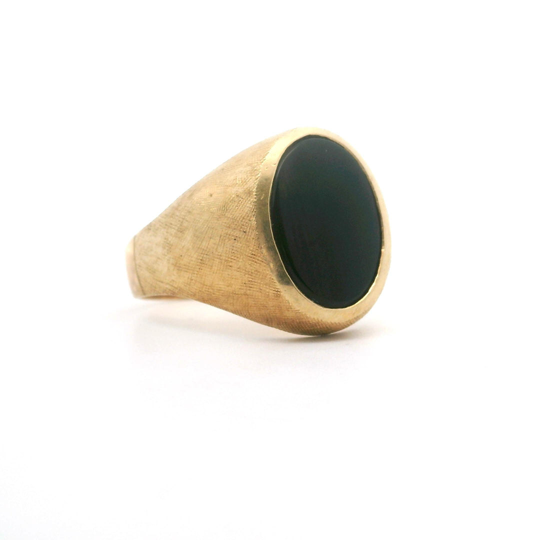 14k Yellow Gold and Inlay Black Onyx Men's Signet Ring Size 11