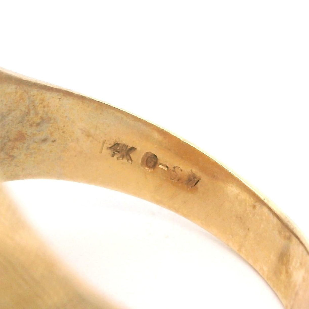 14k Yellow Gold and Inlay Black Onyx Men's Signet Ring Size 11
