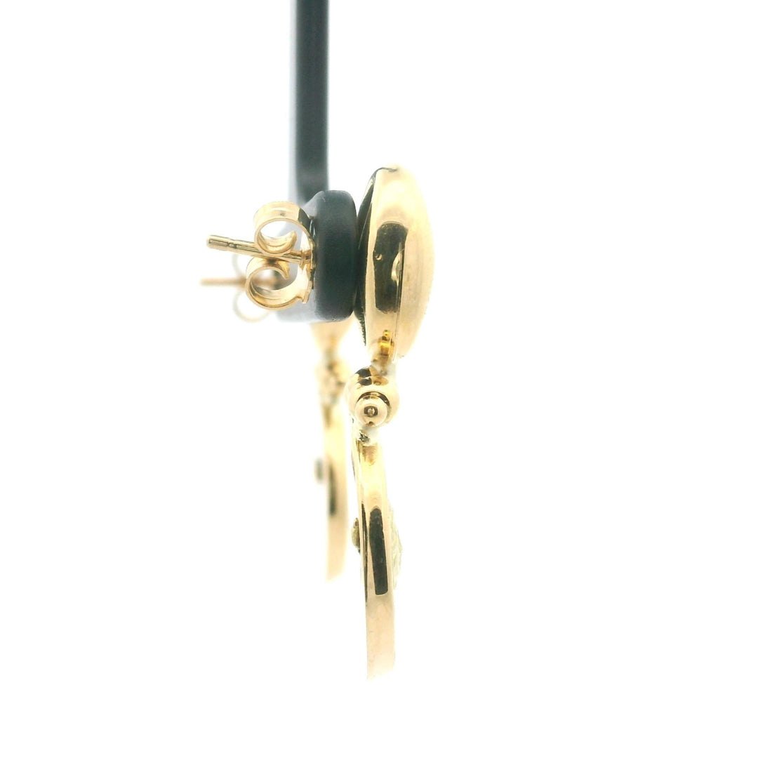 18k Yellow Gold 8g Mariner Link Medusa Greek Key Dangle Earrings