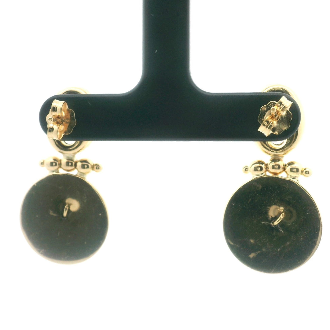 18k Yellow Gold 8g Mariner Link Medusa Greek Key Dangle Earrings