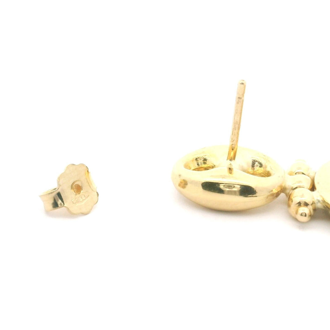 18k Yellow Gold 8g Mariner Link Medusa Greek Key Dangle Earrings