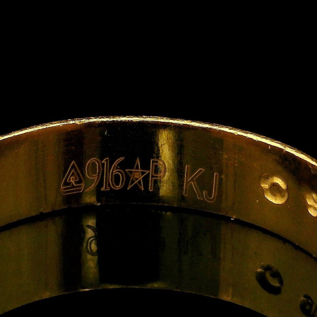 22k Two Tone Gold 2.7g Sun Design 4.2mm Band Ring Size 7.5