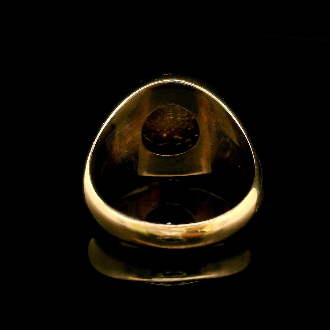 18k Yellow Gold 4.8g Alexander the Great Greek Signet Ring Size 8