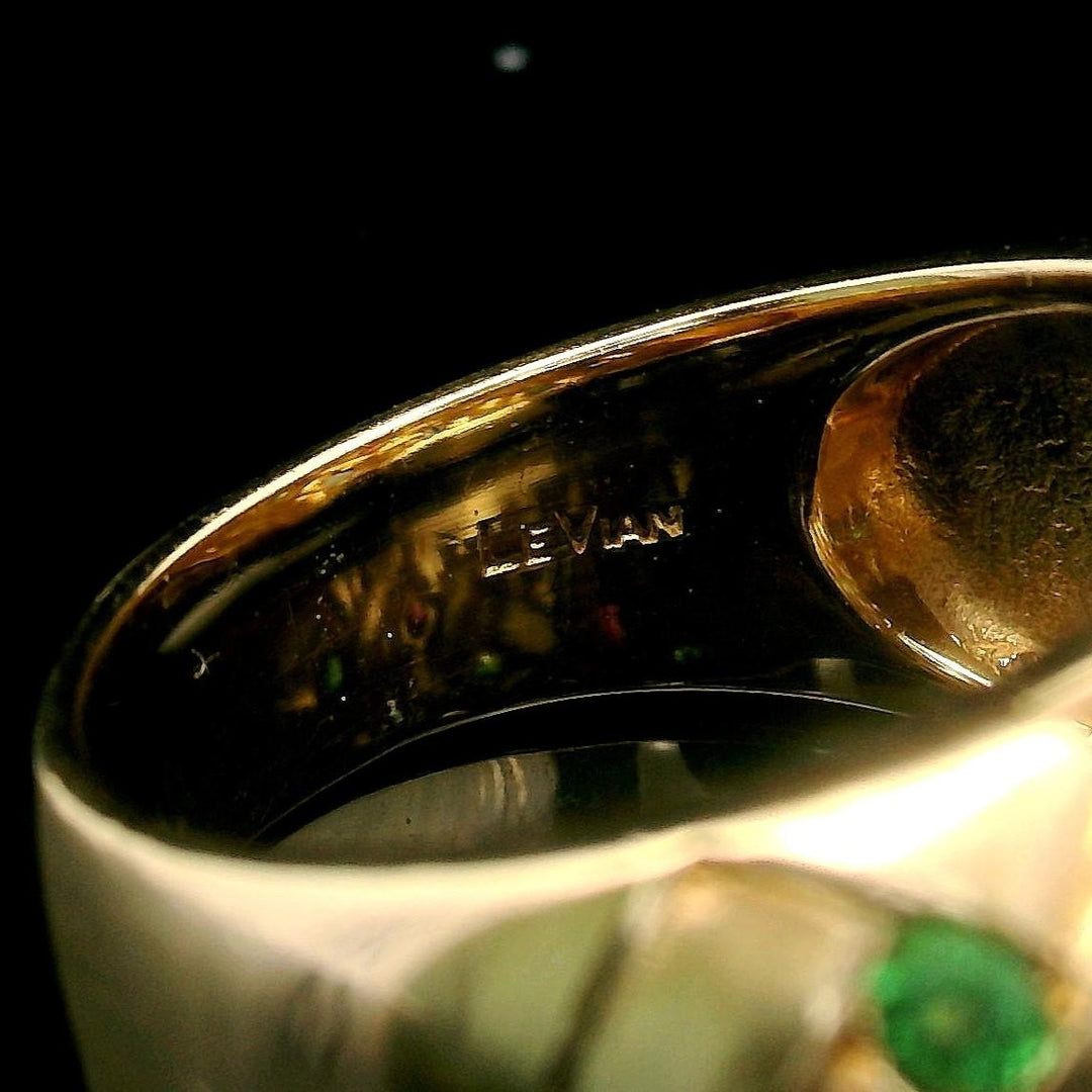 LeVian 14k Yellow Gold and Multi Gemstone Basket Weave Ring Size 6.75
