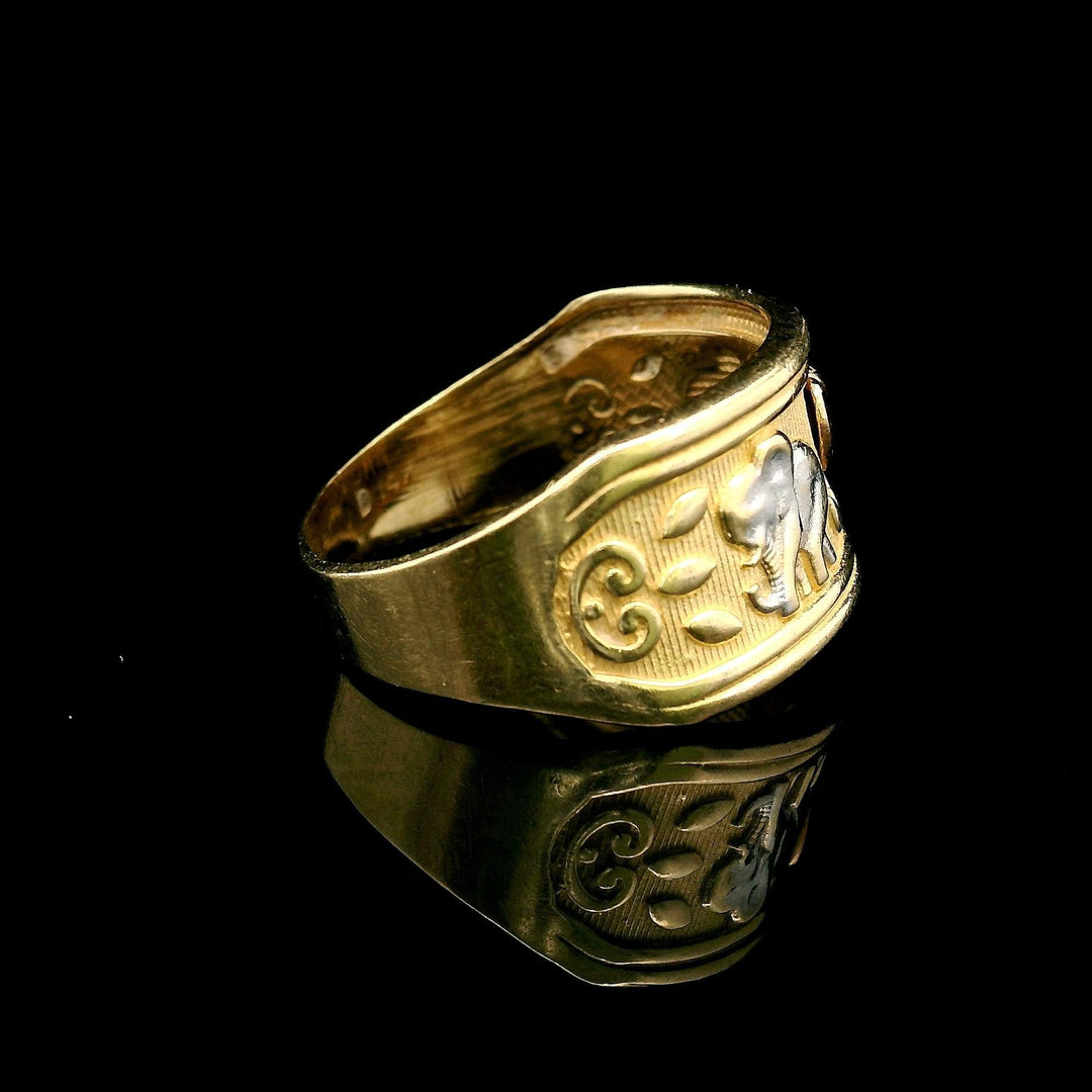 14k Tri Tone Gold 4.7g Ladies Elephant Band Ring Size 7