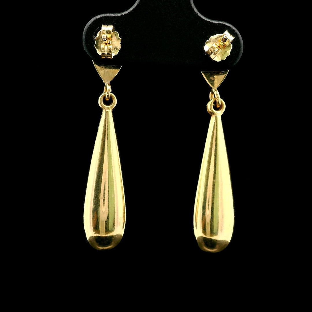 18k Yellow Gold 2.2g Milor Hollow Drop Dangle Teardrop Earrings Italy 1.4"