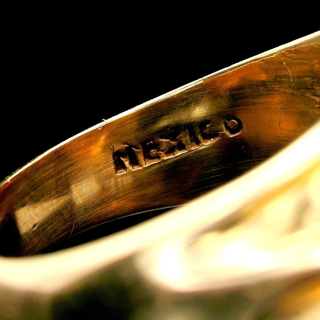 14k Yellow Gold and .900 Mexican Dos Peso Coin Ring Size 9