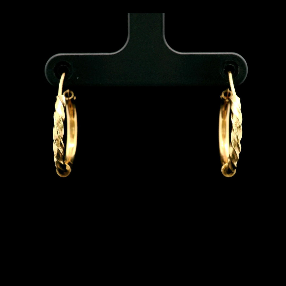 18k Yellow Gold Half Spiral Half Polished Small Hoop Earrings Italy