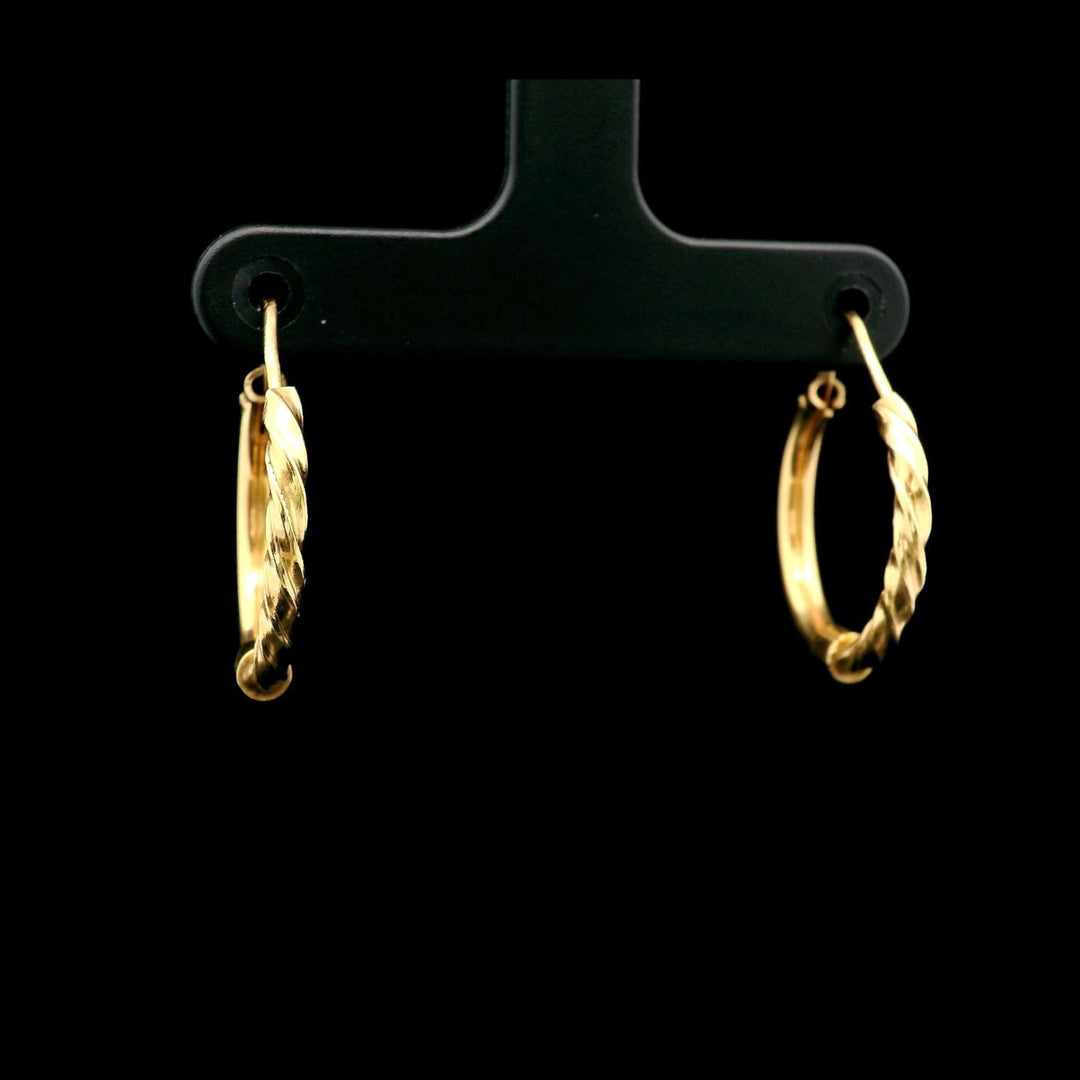 18k Yellow Gold Half Spiral Half Polished Small Hoop Earrings Italy