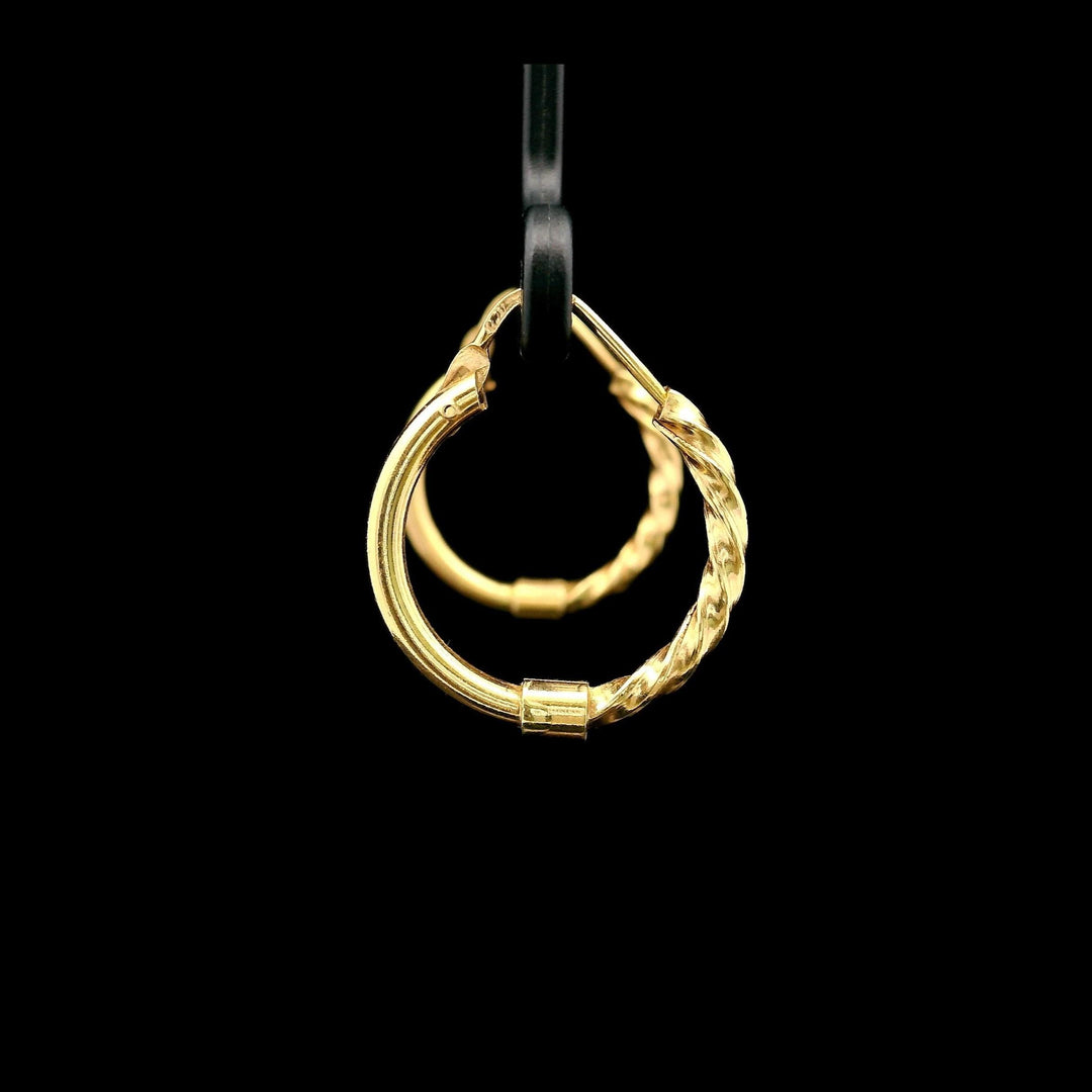 18k Yellow Gold Half Spiral Half Polished Small Hoop Earrings Italy
