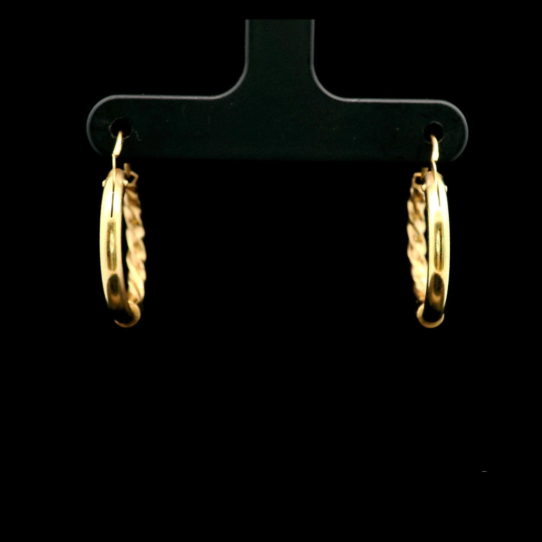 18k Yellow Gold Half Spiral Half Polished Small Hoop Earrings Italy