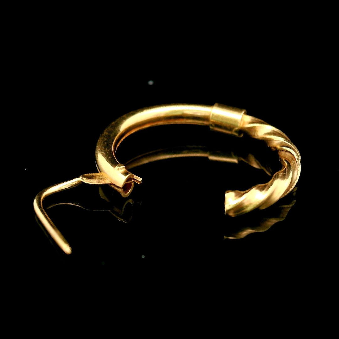18k Yellow Gold Half Spiral Half Polished Small Hoop Earrings Italy