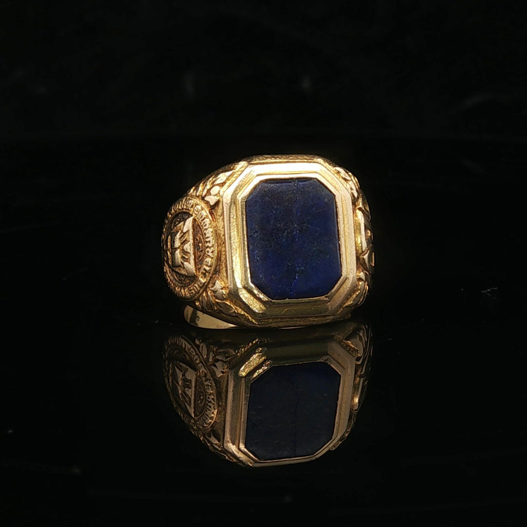 Tiffany & Co. 1923 Antique 18k Yellow Gold Lapis Lazuli Class Ring Size 2.5