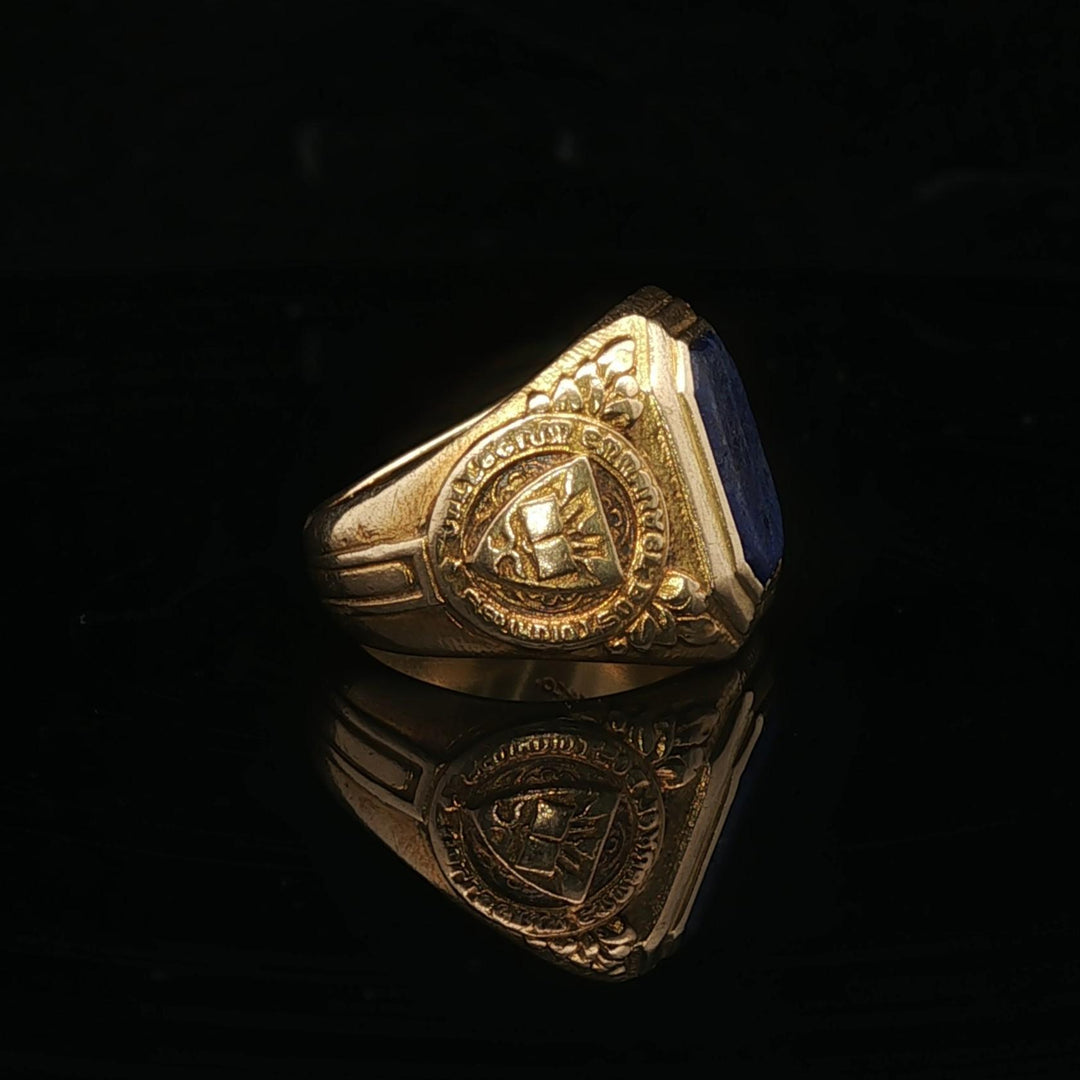 Tiffany & Co. 1923 Antique 18k Yellow Gold Lapis Lazuli Class Ring Size 2.5