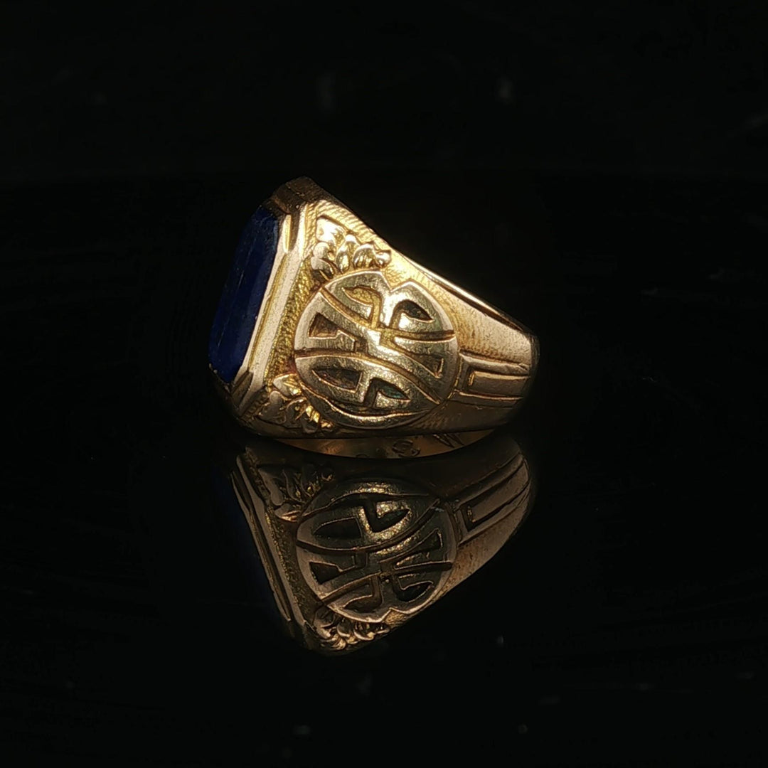 Tiffany & Co. 1923 Antique 18k Yellow Gold Lapis Lazuli Class Ring Size 2.5