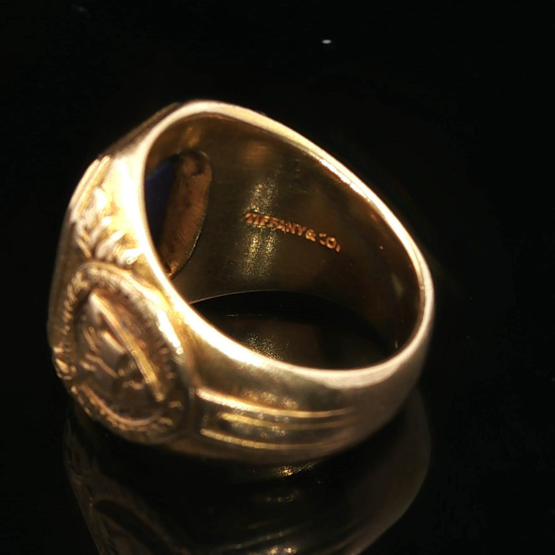 Tiffany & Co. 1923 Antique 18k Yellow Gold Lapis Lazuli Class Ring Size 2.5