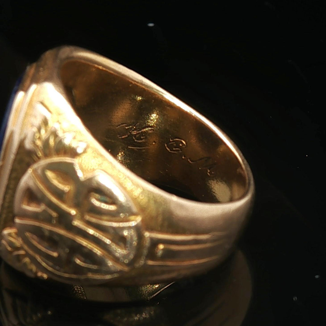 Tiffany & Co. 1923 Antique 18k Yellow Gold Lapis Lazuli Class Ring Size 2.5