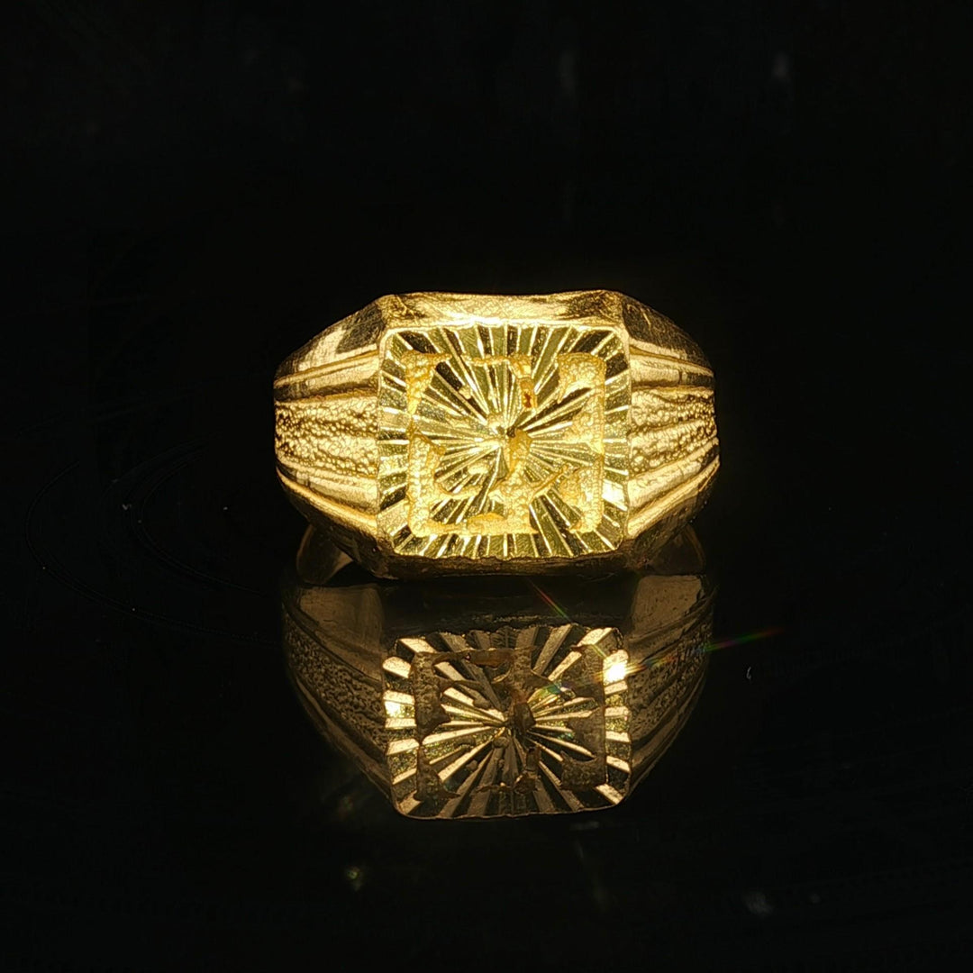 24k Pure Yellow Gold 7.4g Solid Fancy Diamond Cut Ring Size 7.5