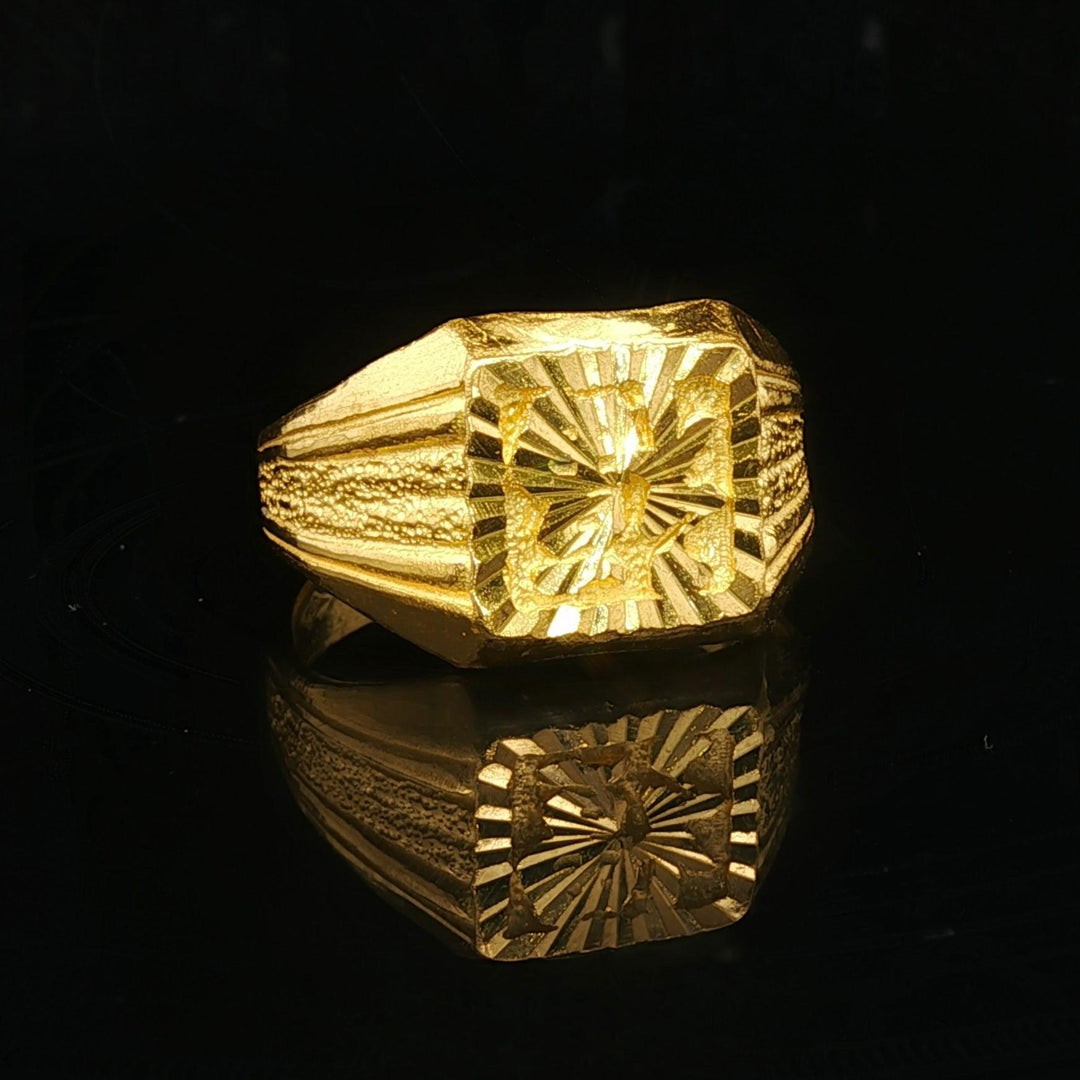 24k Pure Yellow Gold 7.4g Solid Fancy Diamond Cut Ring Size 7.5