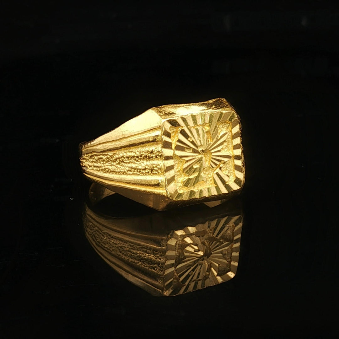 24k Pure Yellow Gold 7.4g Solid Fancy Diamond Cut Ring Size 7.5