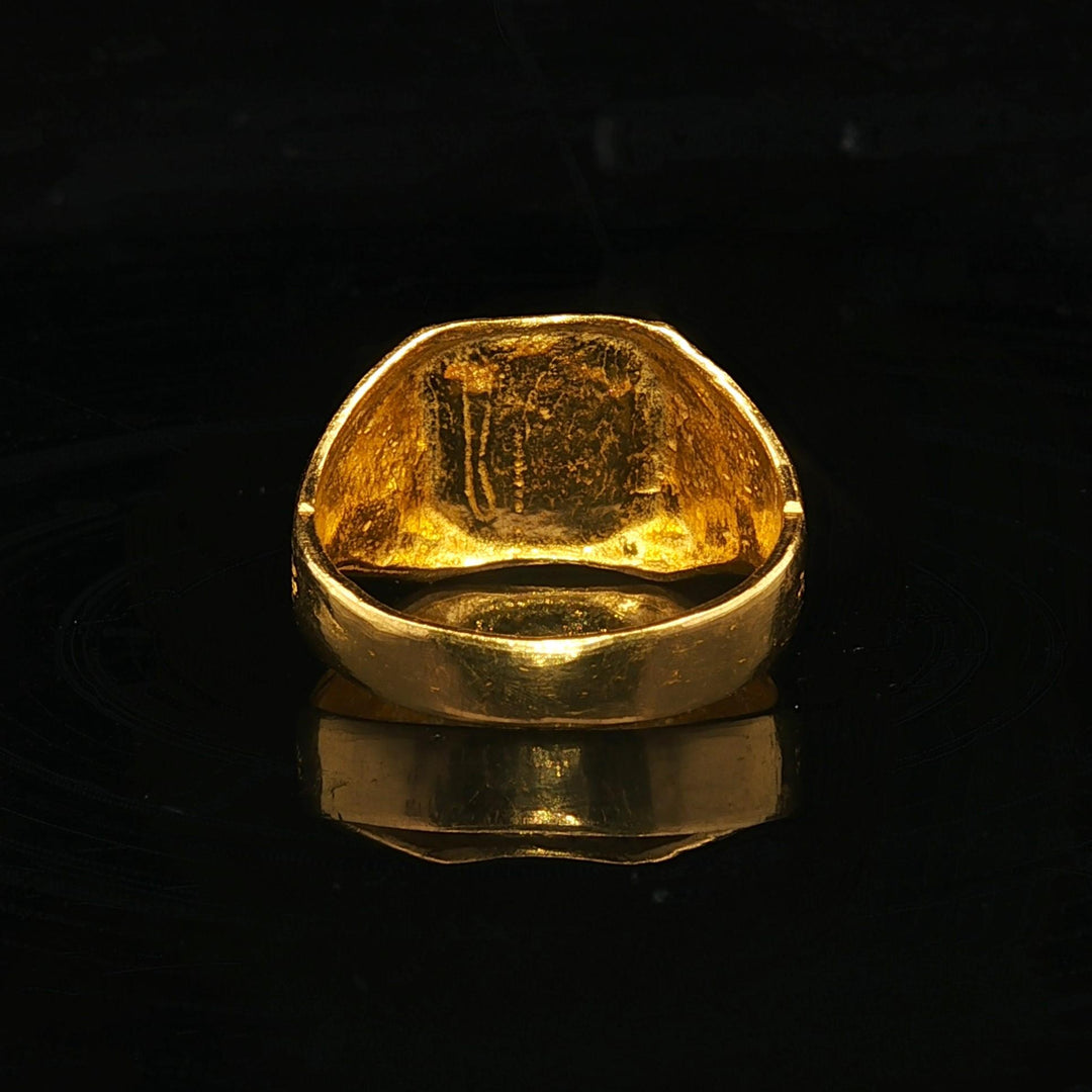 24k Pure Yellow Gold 7.4g Solid Fancy Diamond Cut Ring Size 7.5
