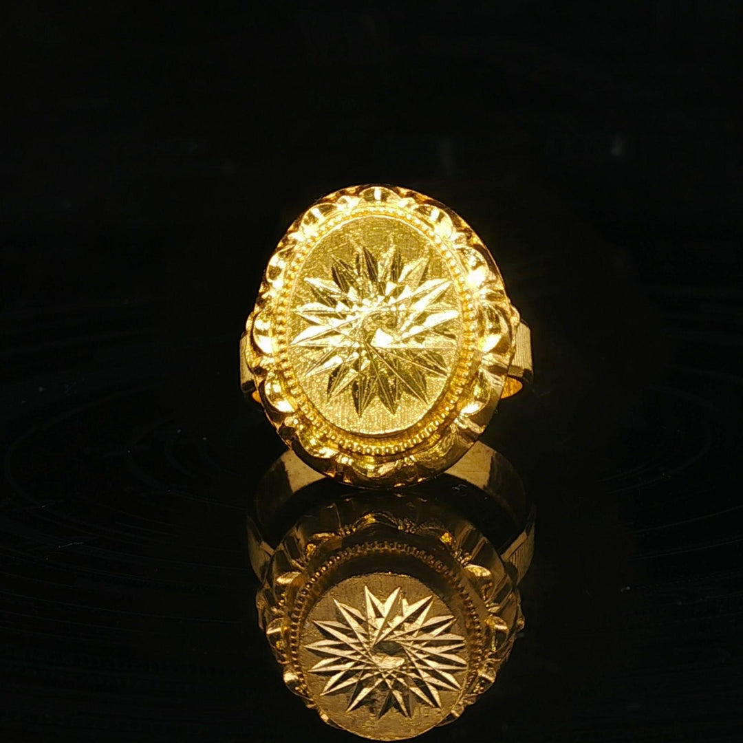 24k Pure Yellow Gold 5g Ladies Diamond Cut Fancy Ring Size 4.5