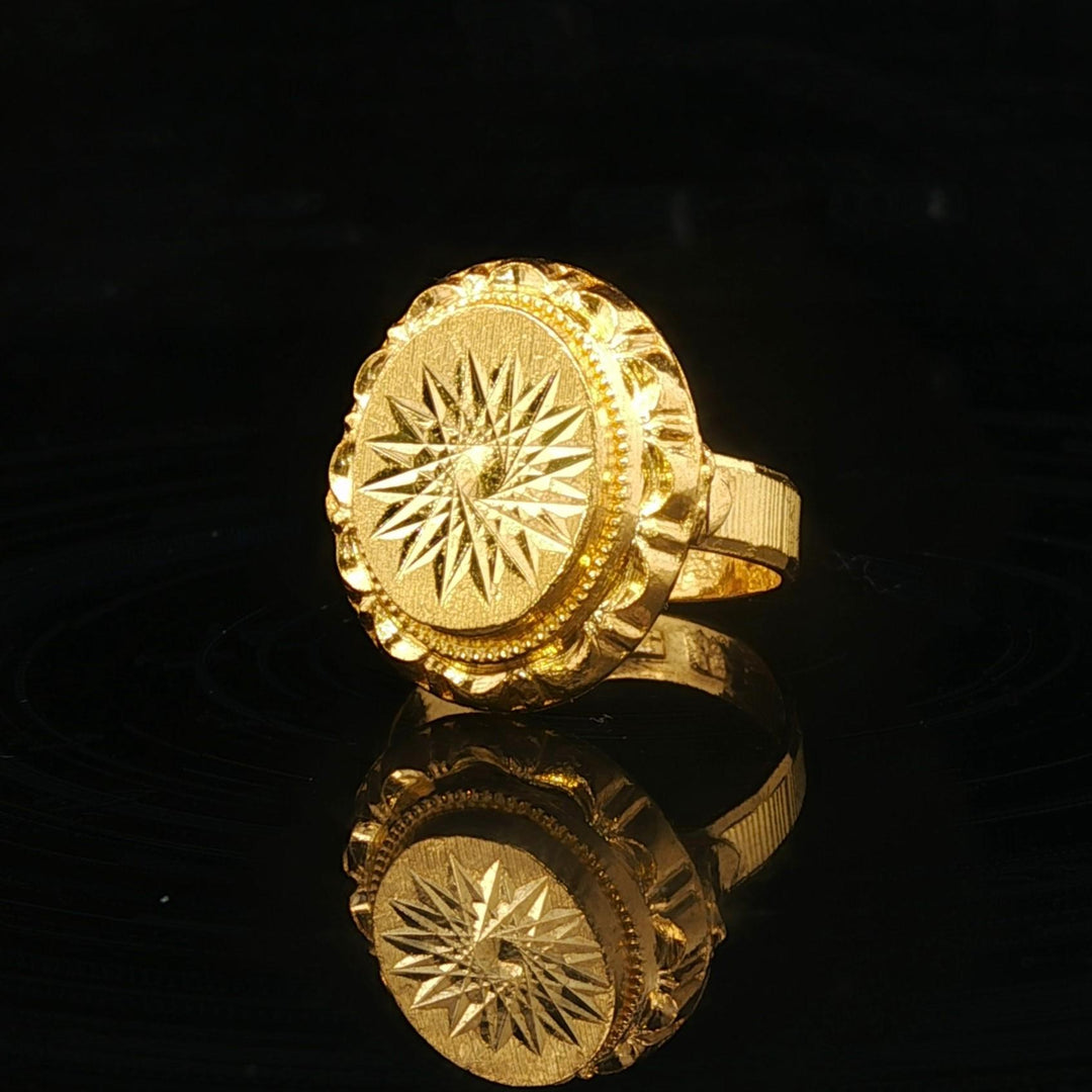 24k Pure Yellow Gold 5g Ladies Diamond Cut Fancy Ring Size 4.5
