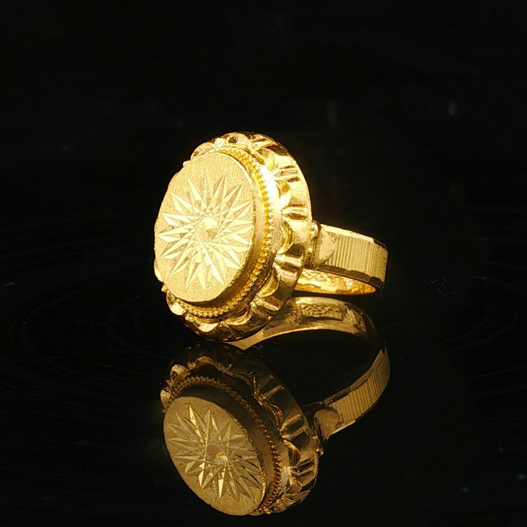 24k Pure Yellow Gold 5g Ladies Diamond Cut Fancy Ring Size 4.5