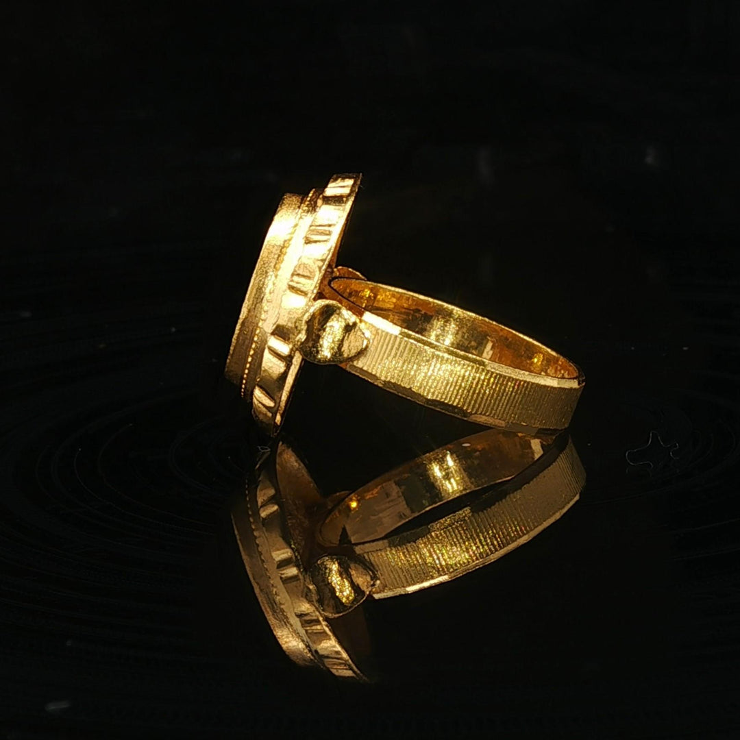 24k Pure Yellow Gold 5g Ladies Diamond Cut Fancy Ring Size 4.5