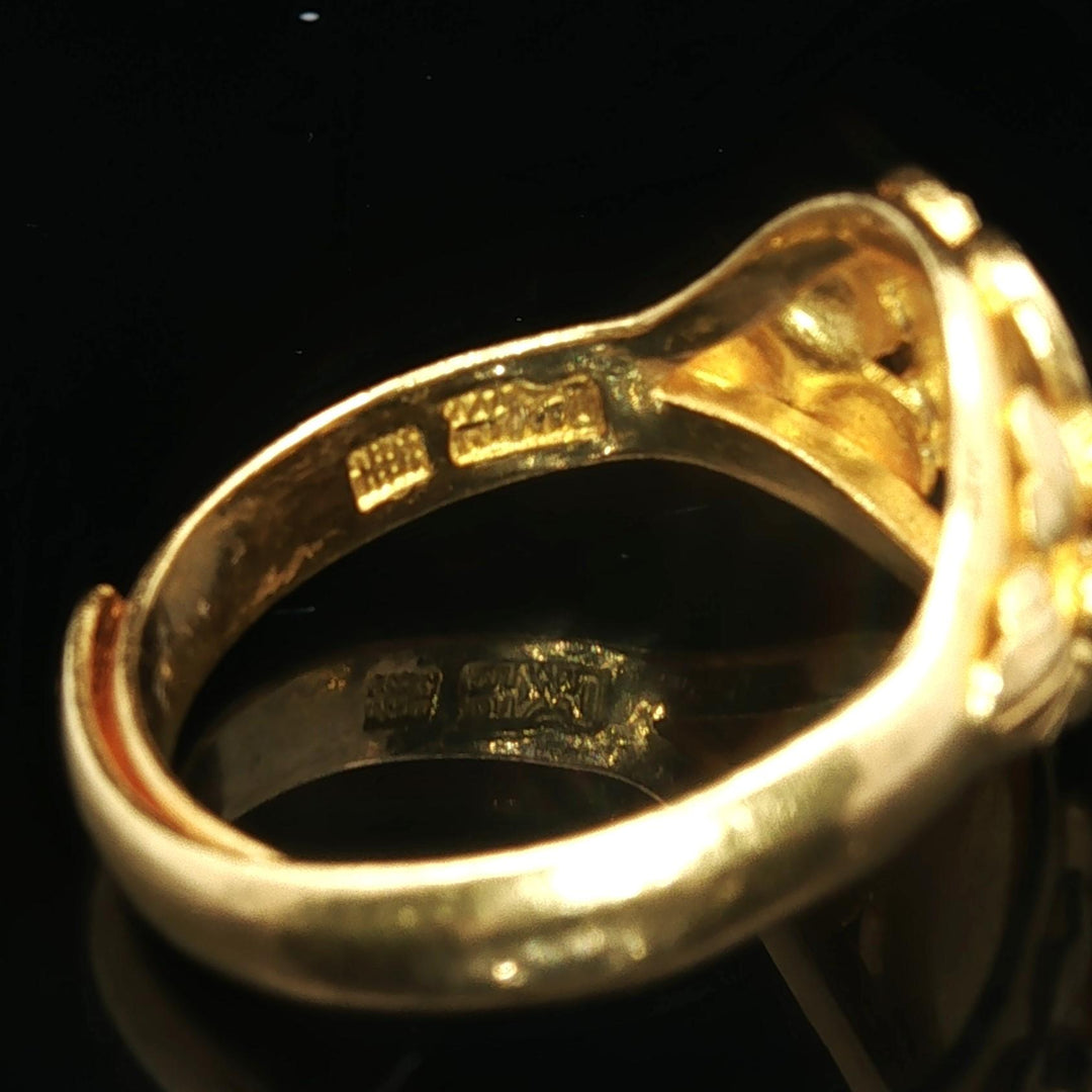 24k Pure Yellow Gold 6.6g Solid Floral Wrap Ring Size 8