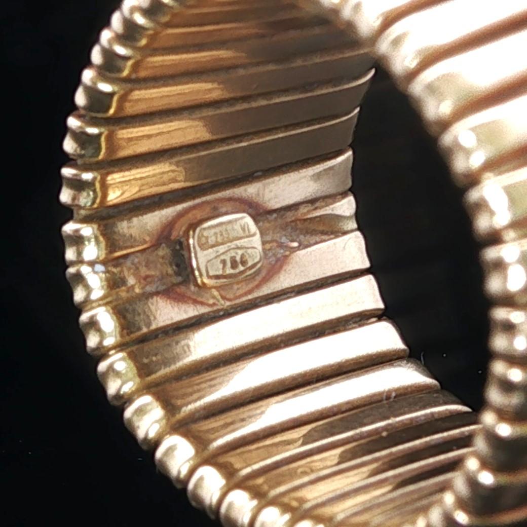 18k Yellow Gold 7.8g Vintage Tubogas Stretch Band Ring Italy Size 6.5 - 9