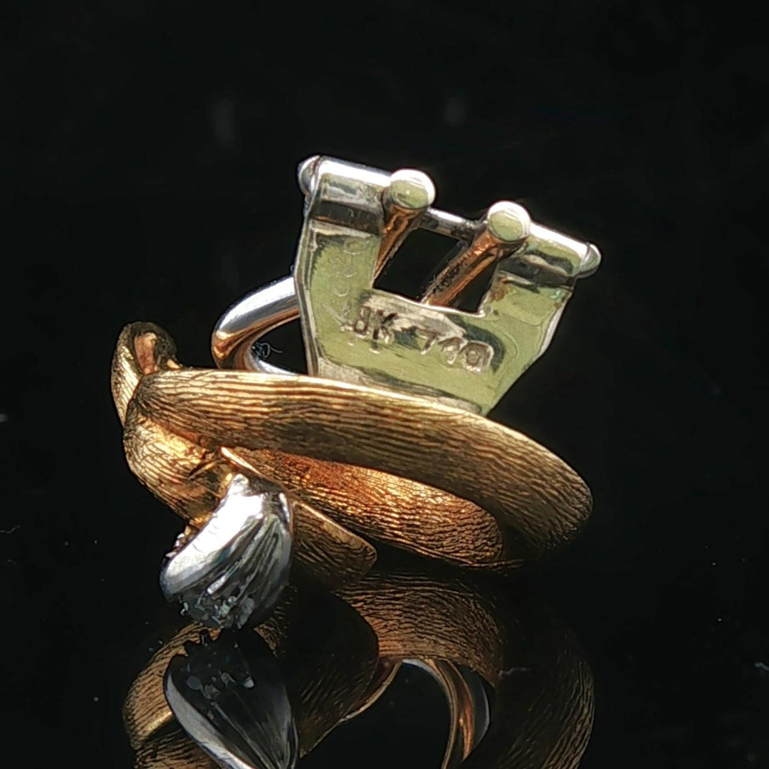 18k Yellow Gold and Diamond 9.3g Ladies Vintage Earclips 1"
