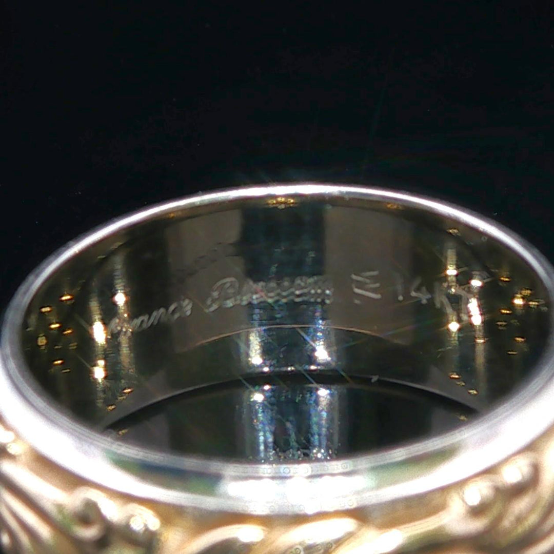 14k Yellow and White Gold 6.5g Solid 8mm Ladies Band Ring Size 5.75