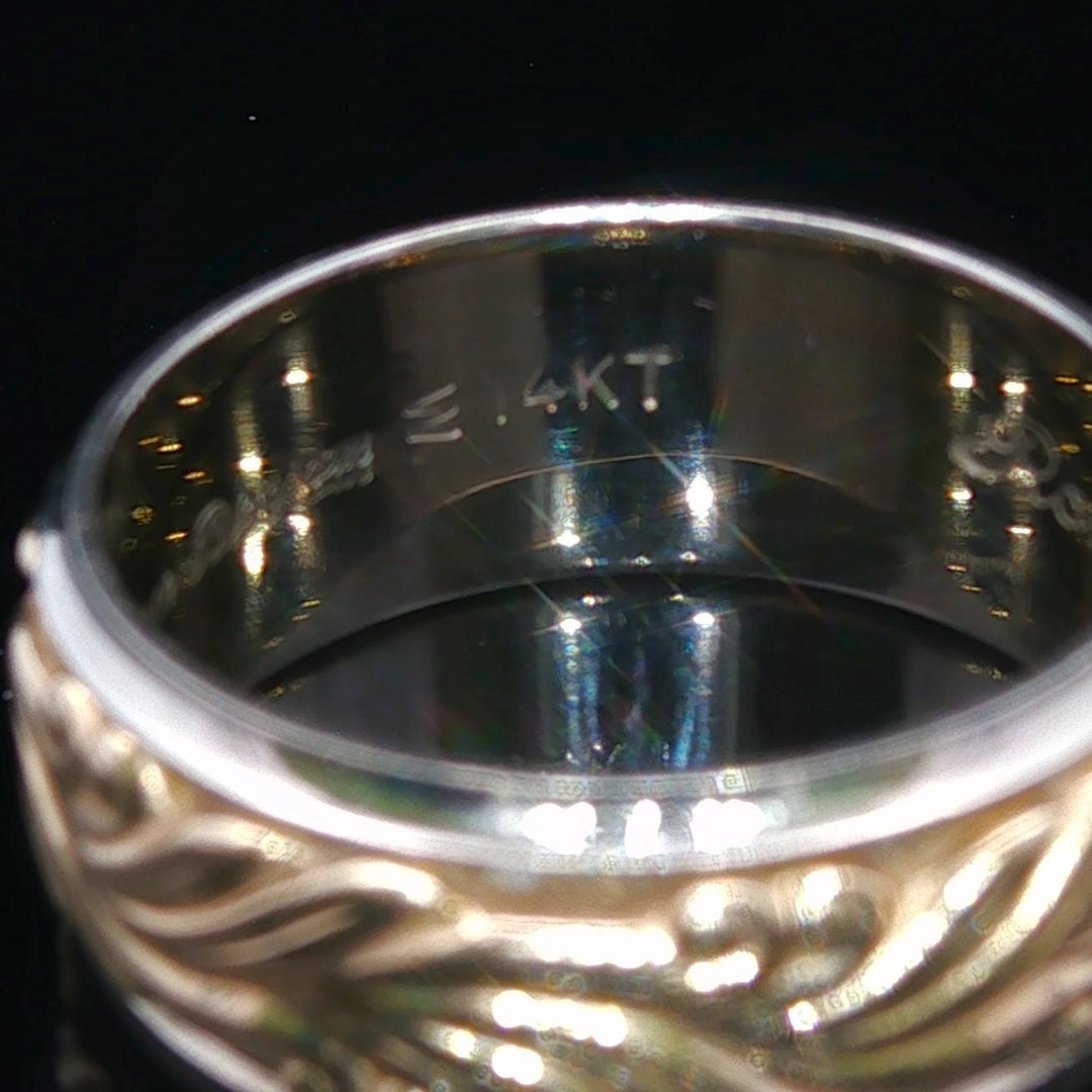 14k Yellow and White Gold 6.5g Solid 8mm Ladies Band Ring Size 5.75