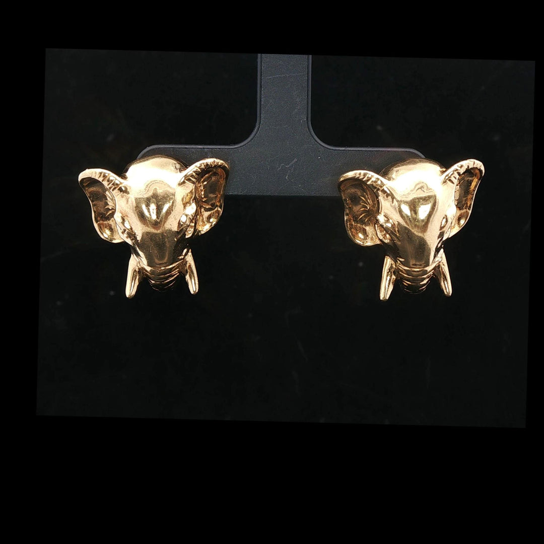 18k Yellow Gold 22.5g Solid Heavy Elephant Stud Earrings