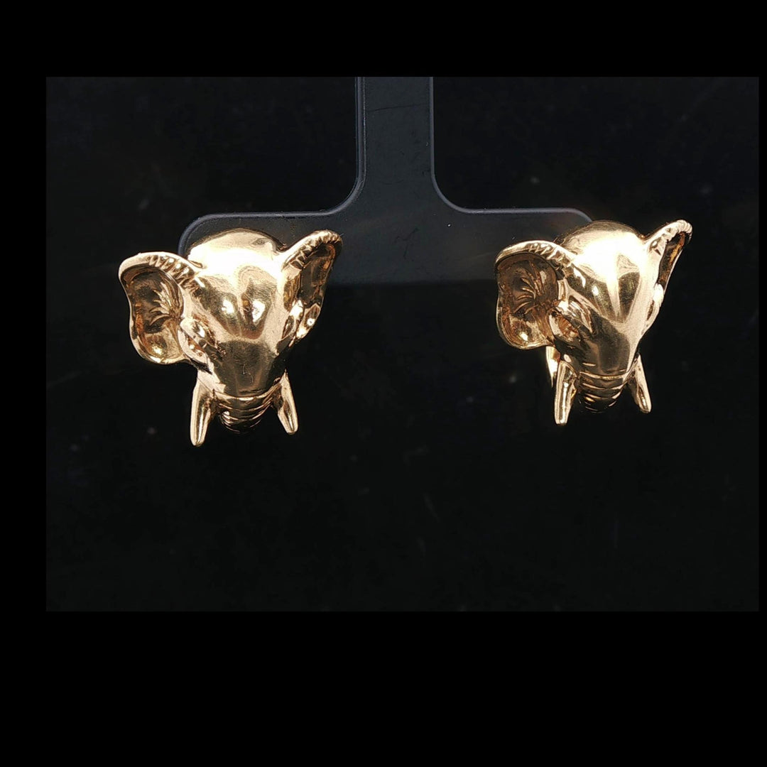 18k Yellow Gold 22.5g Solid Heavy Elephant Stud Earrings