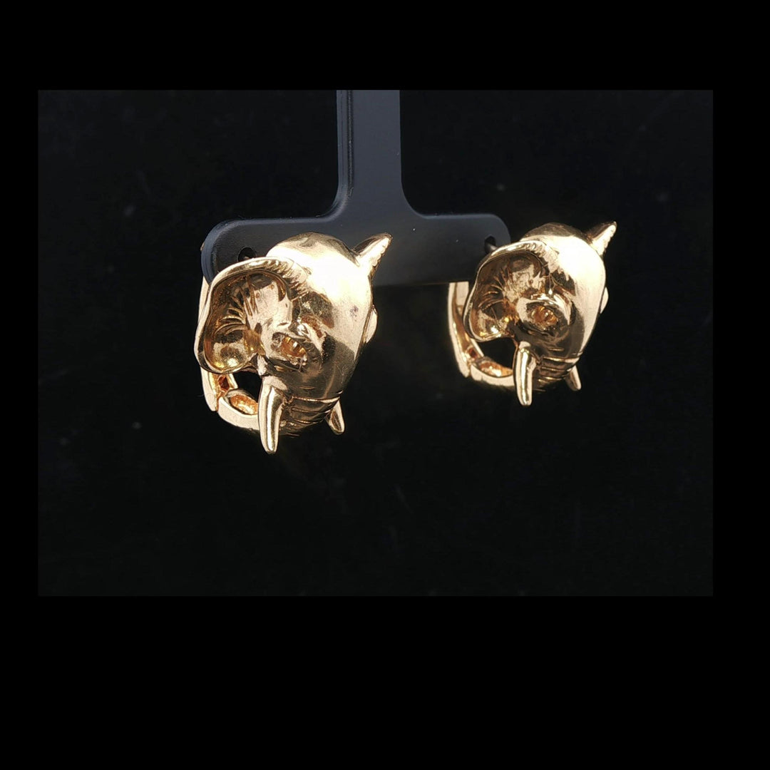 18k Yellow Gold 22.5g Solid Heavy Elephant Stud Earrings