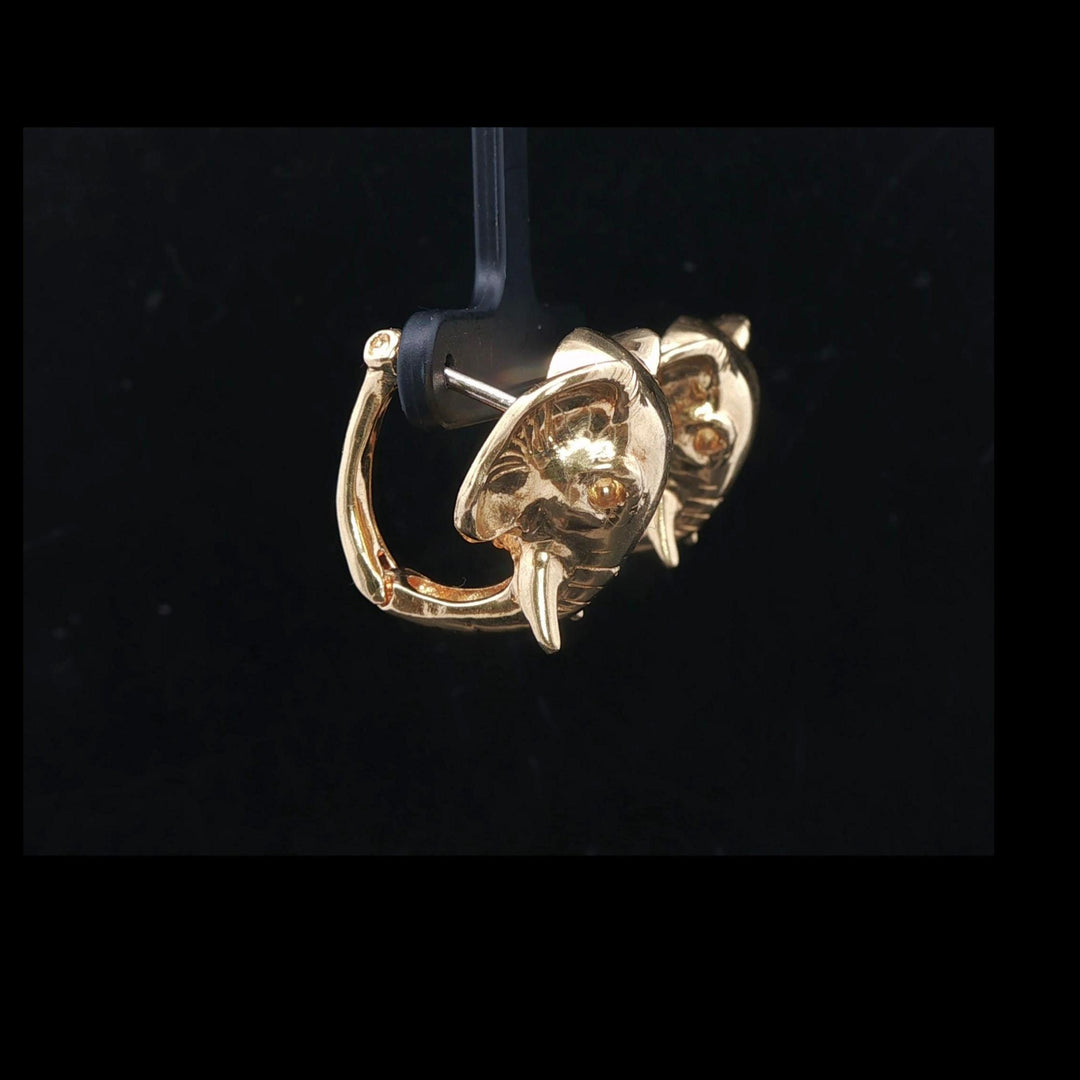 18k Yellow Gold 22.5g Solid Heavy Elephant Stud Earrings