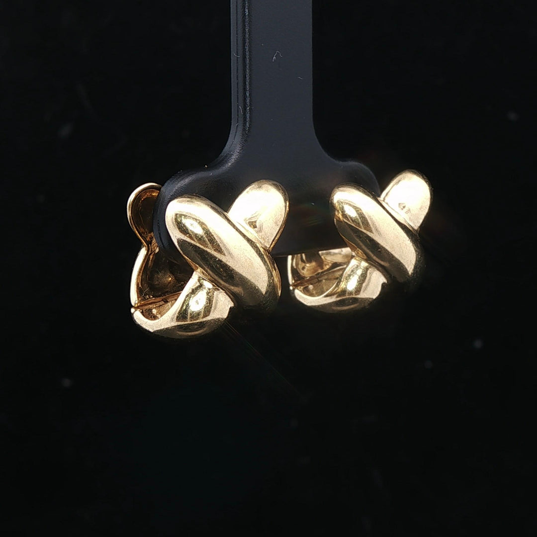 18k Yellow Gold 8.7g Solid Polished X Huggie Earrings