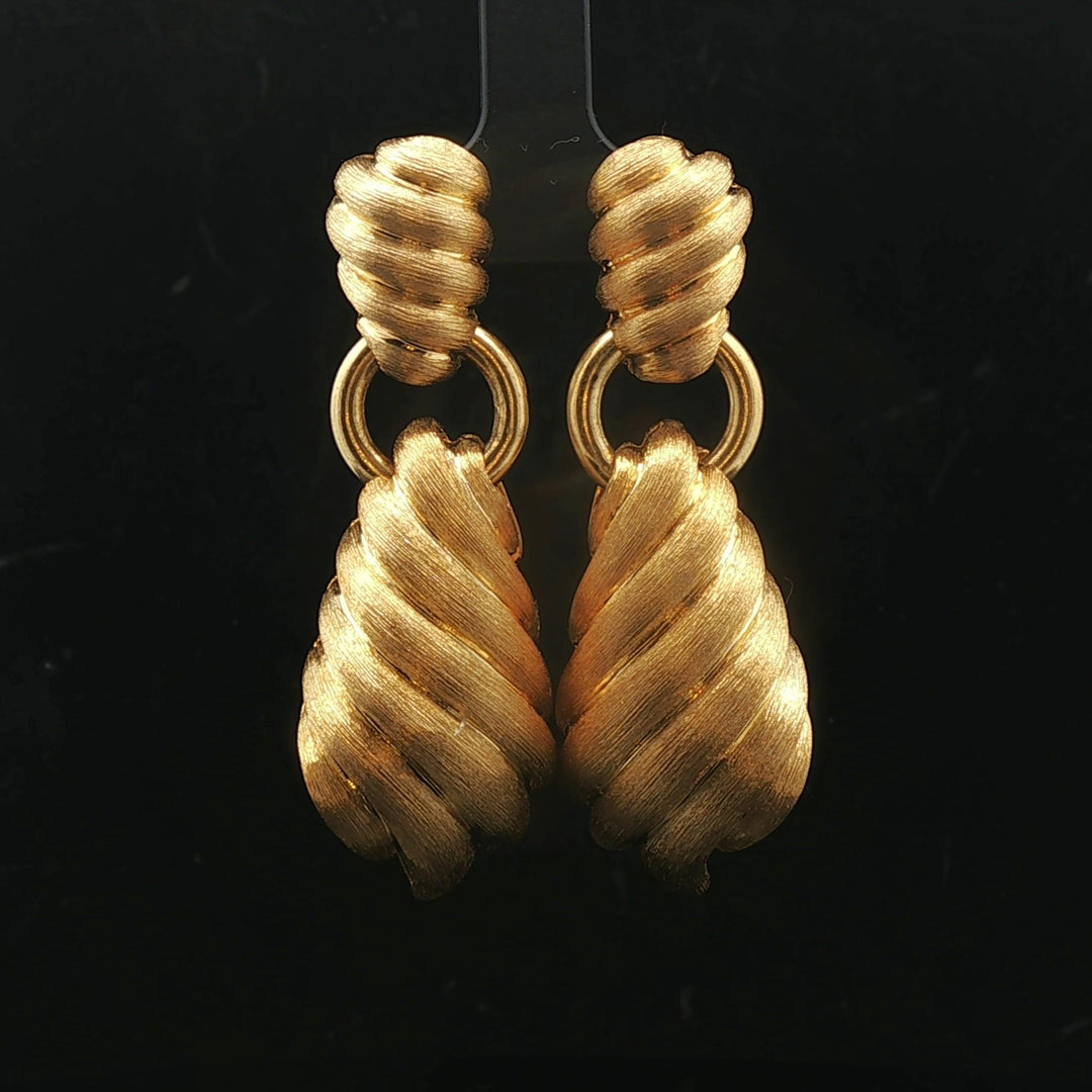 Henry Dunay 18k Yellow Gold Heavy 42.5g Brushed Finish Doorknocker Earrings 2"