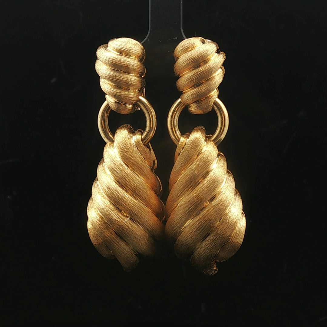 Henry Dunay 18k Yellow Gold Heavy 42.5g Brushed Finish Doorknocker Earrings 2"