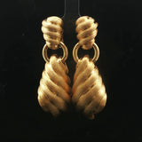 Henry Dunay 18k Yellow Gold Heavy 42.5g Brushed Finish Doorknocker Earrings 2"