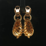 Henry Dunay 18k Yellow Gold Heavy 42.5g Brushed Finish Doorknocker Earrings 2"
